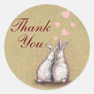Redonda Por Siempre Amo Bunnies Gracias Pegatina 2