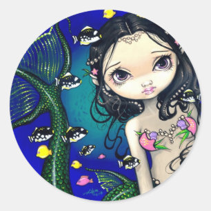 Redonda Porthole Mermaid Pegatina