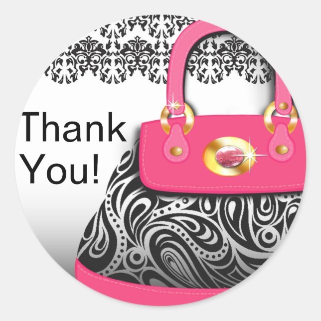 Redonda Posh Purse Gracias Pegatina Redondo (Anverso)