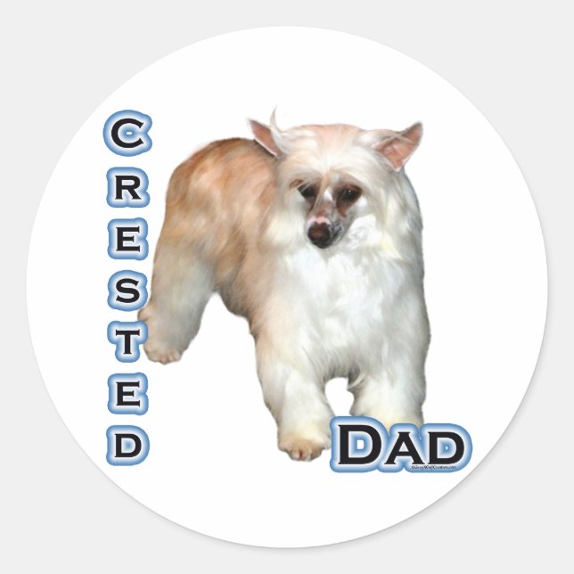 Redonda Powderpuff Crested Dad 4 - Pegatina (Anverso)