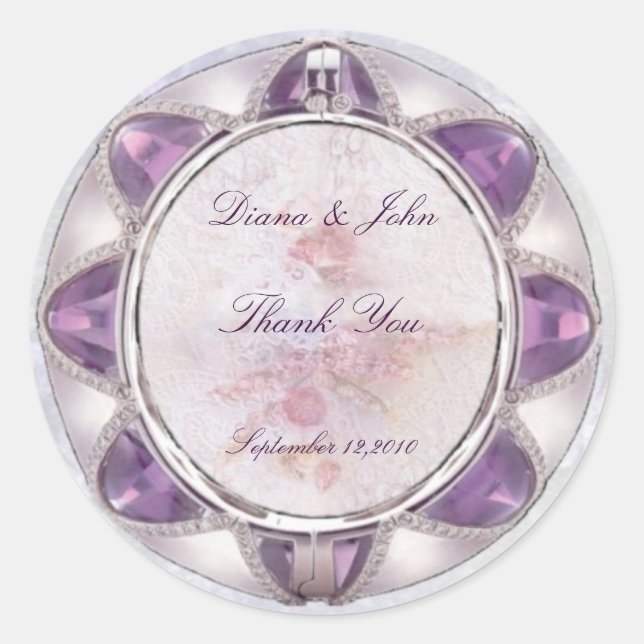 Redonda Precioso Pegatina Boda (Anverso)