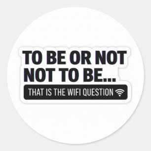 Redonda Pregunta divertida de WiFi   Pegatina de humor tec