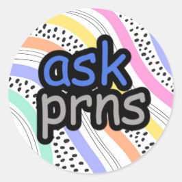 Redonda Pregúntame a mi Pegatina de Pronouns