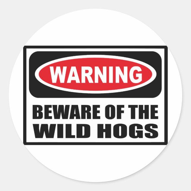 Redonda PREOCUPACIÓN DEL Pegatina DE WILD HOGS (Anverso)