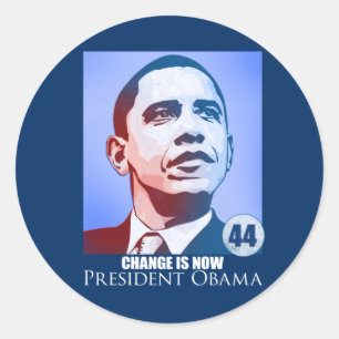 Redonda Presidente Obama, el cambio es ahora Pegatina