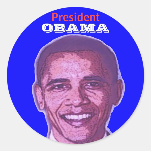 Redonda Presidente OBAMA Pegatina (Anverso)