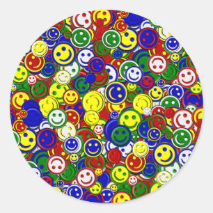 Redonda Primario Happy Face Allover Beads, PEGATINA RED-RO