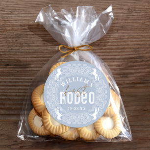 Redonda Primer Pegatina de Rodeo de Cumpleaños - Azul clar