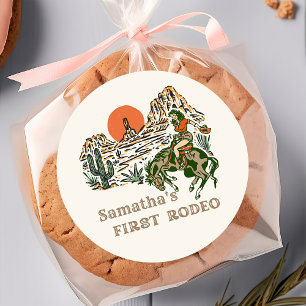 Redonda Primera Pegatina de Noche de Rodeo Occidental