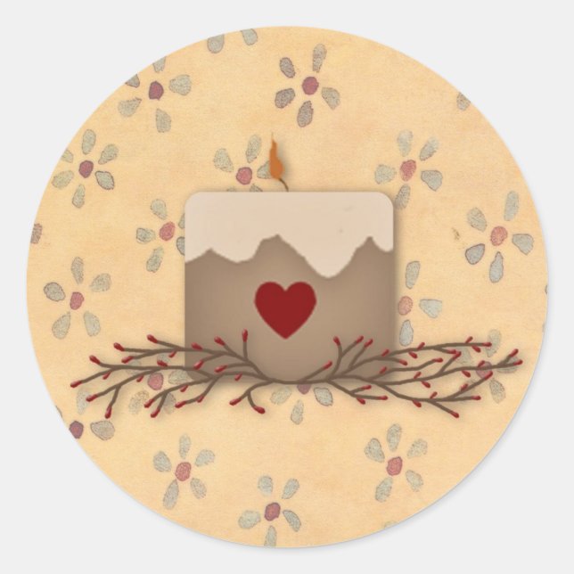 Redonda Primitive Country Candle Pegatina (Anverso)