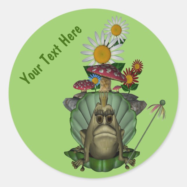 Redonda Princesa De Rana En Pegatina De Tono (Anverso)