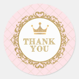 Redonda Princesa Real Gracias Pegatina Favor De Cumpleaños