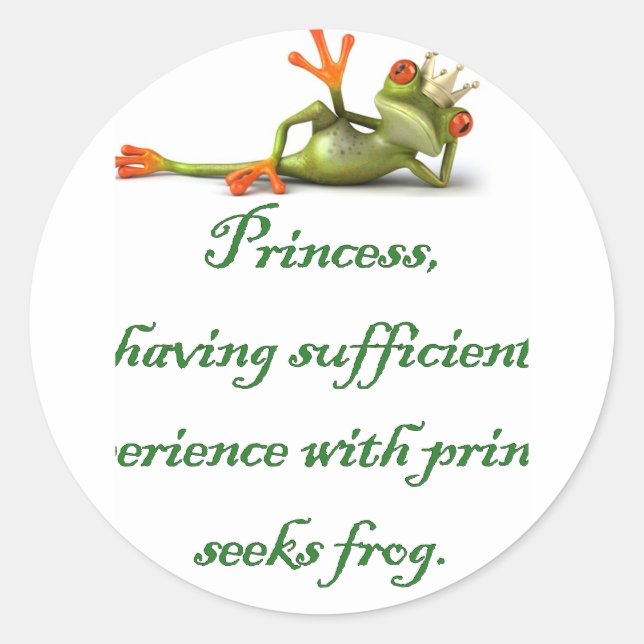 Redonda Princess Seek Frog Round Pegatina (Anverso)