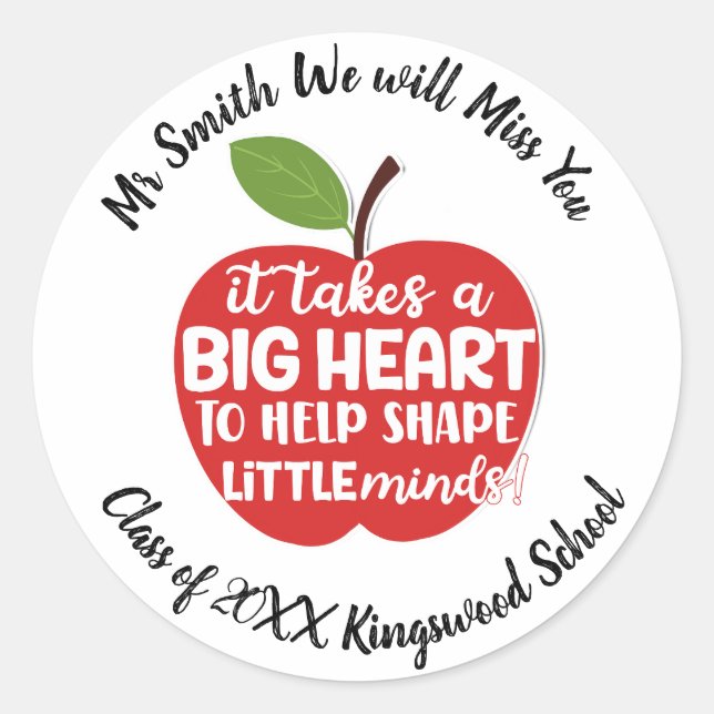 REDONDA PROFESOR GRACIAS QUE USTED MISS SU PEGATINA PERSON (Anverso)