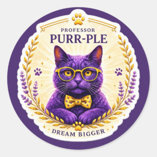 Redonda Professor Purr-Ple™ – Sueña Más Pegatina