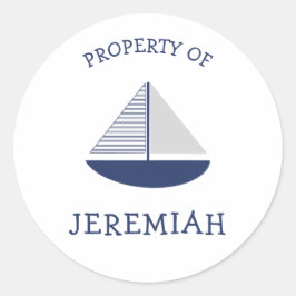 Redonda Propiedad de una velera del pequeño pegatina