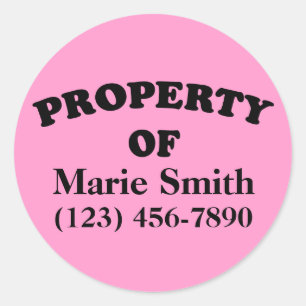 Redonda Propiedad del pegatina de encargo