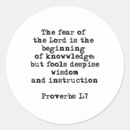 Redonda Proverbios 1:7| El miedo al Pegatina de la Ronda d