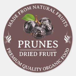 Redonda Prunes Personalizado de fruta seca Pegatina de eti