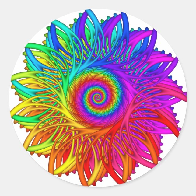 Redonda Psicodelic Rainbow Spiral Pegatina (Anverso)