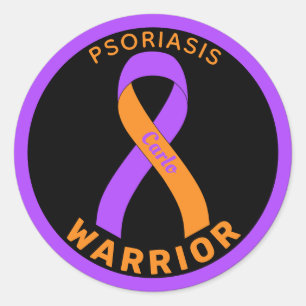 Redonda Psoriasis Warrior Ribbon Black Round Pegatina