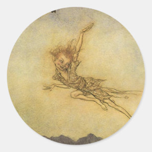 Redonda Puck, un espíritu de Arthur Rackham Pegatina Fairy