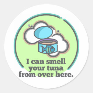 Redonda Puedo oler a su pegatina del atún