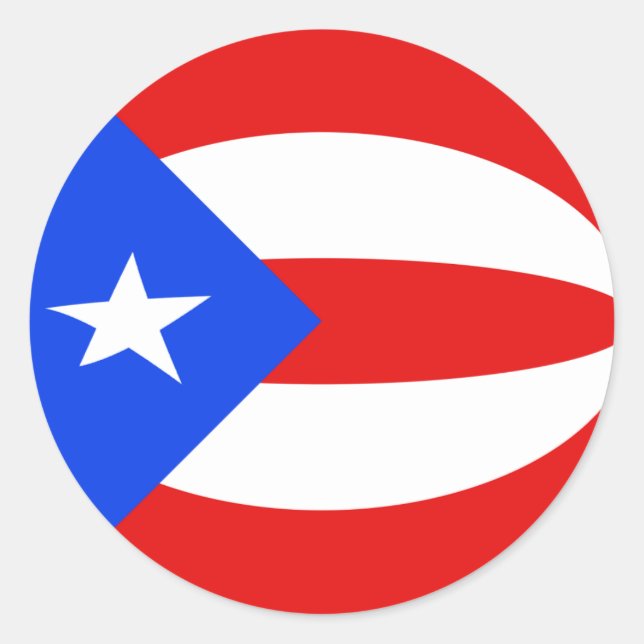 Redonda Puerto Rico Fisheye Flag Pegatina (Anverso)