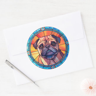 Redonda Pug Dog Pegatina Pack