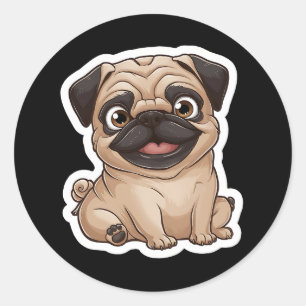 Redonda Pug Pegatina