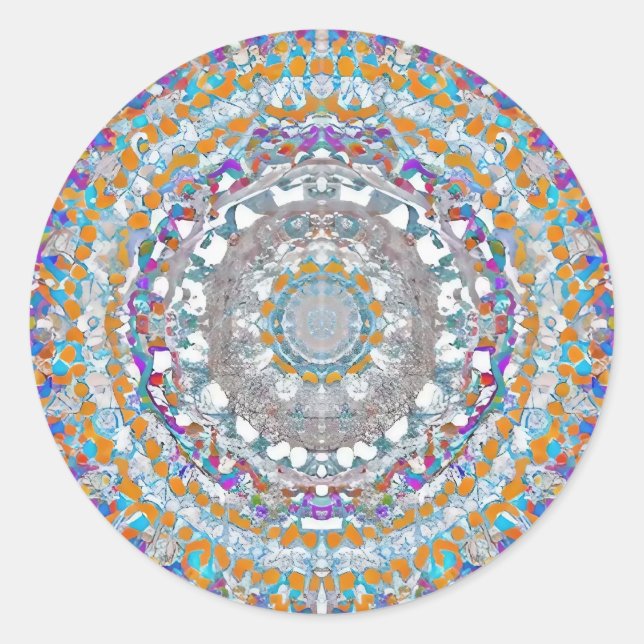 Redonda Purple Mandala Classic Round Pegatina (Anverso)