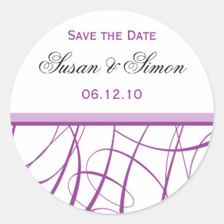 Redonda Purple Save the Date Pegatina
