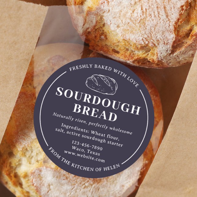 Redonda Purple Taupe Sourdough Bakery Bread Pegatina (Subido por el creador)