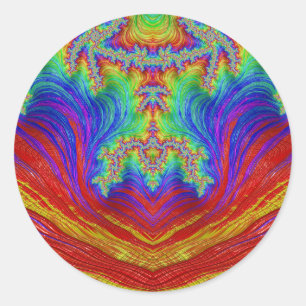 Redonda Púrpura verde azul amarillo rojo~ Pegatina redonde
