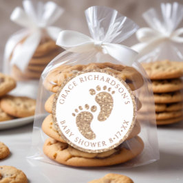 Redonda Purpurina de oro Pegatina de Baby Shower Favor
