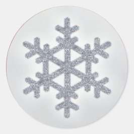 Redonda Purpurina Silver FAUX Snowflake con Pegatina rojo