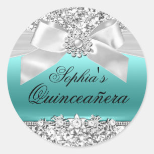 Redonda Purpurina Verde azulado plateado y Pegatina Jewel 