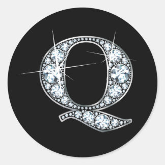 Redonda "Q" Pegatina de Diamond Bling