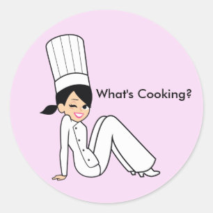Redonda "¿Qué está cocinando?" Pegatina con Ilustracion