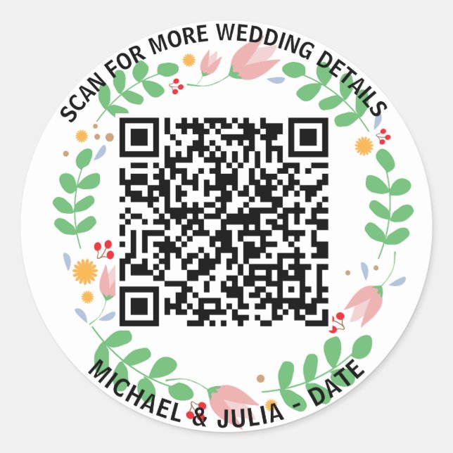 Redonda QuickLink: Pegatina de código QR para empresas (Anverso)