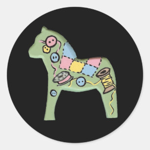 Redonda Quilter's Dala Horse Pegatina