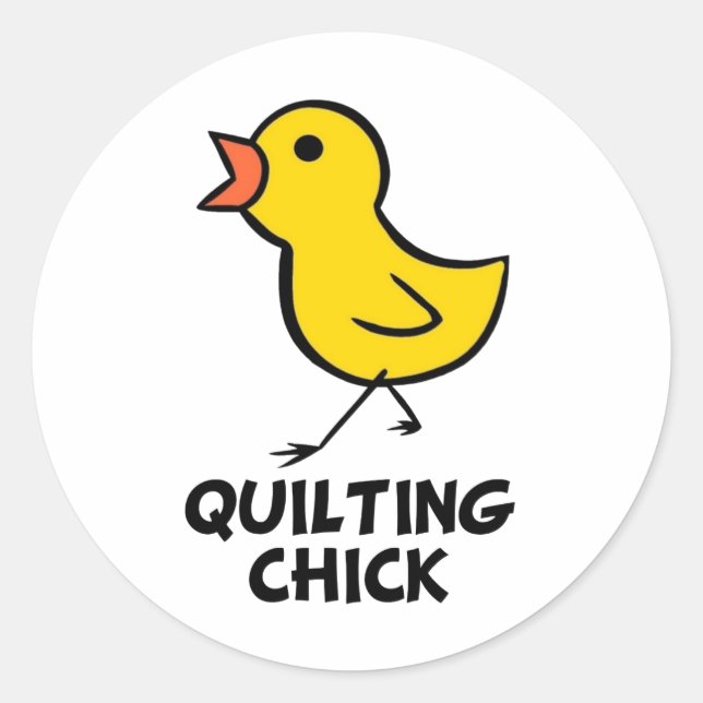 Redonda Quilting Chick Pegatina (Anverso)
