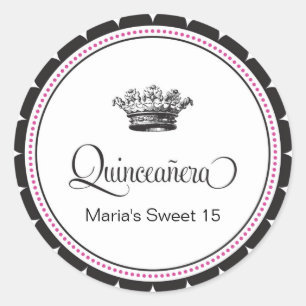 Redonda Quinceanera 15ª Pegatina de Quince días de fiesta
