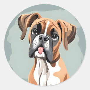 Redonda Quirky Boxer Pegatina