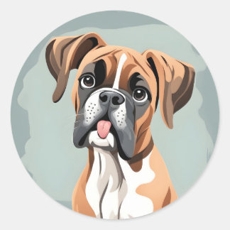 Redonda Quirky Boxer Pegatina