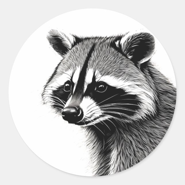 Redonda Raccoon pegatina (Anverso)