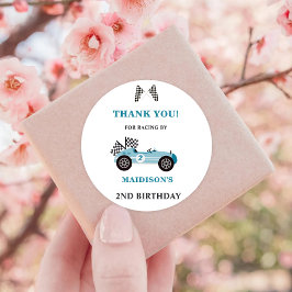 Redonda Race Car Birday Party Classic Round Pegatina