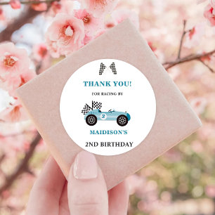 Redonda Race Car Birday Party Classic Round Pegatina