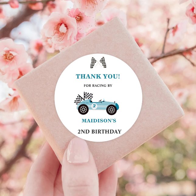Redonda Race Car Birday Party Classic Round Pegatina (Subido por el creador)
