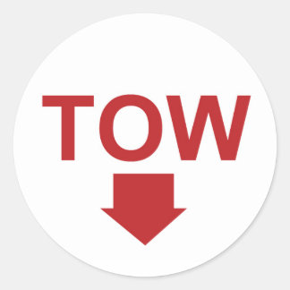 Redonda Race car car "TOW" Pegatina Set con flecha, blanco